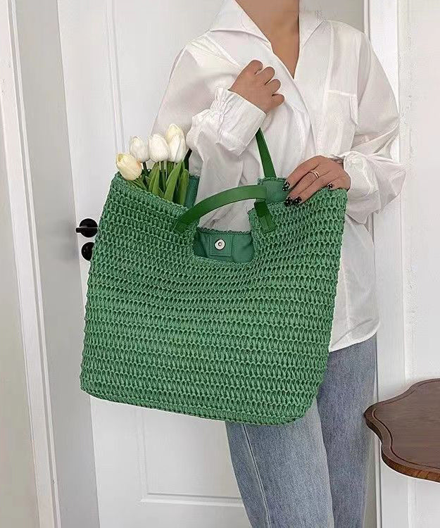 Fashionable Green Versatile Large Capacity Straw Woven Shoulder Bag HJ1014 Ada Fashion