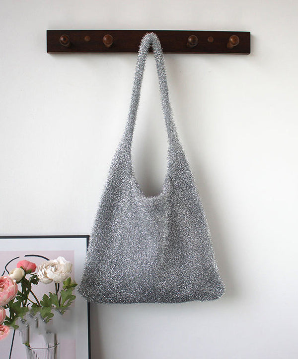 Fashionable Silver Shiny Knitted Shoulder Bag SX1004 Ada Fashion