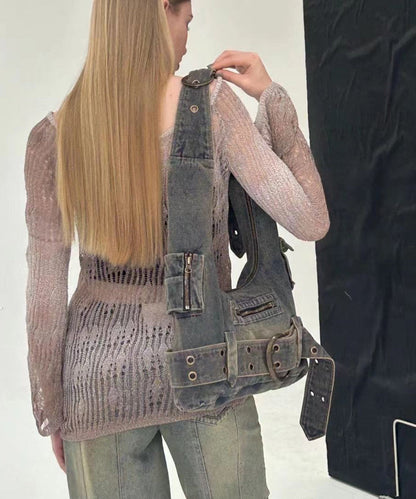 Fashionable Spicy Girl Large Capacity Denim Shoulder Bag MM067 Bag-BGS240620