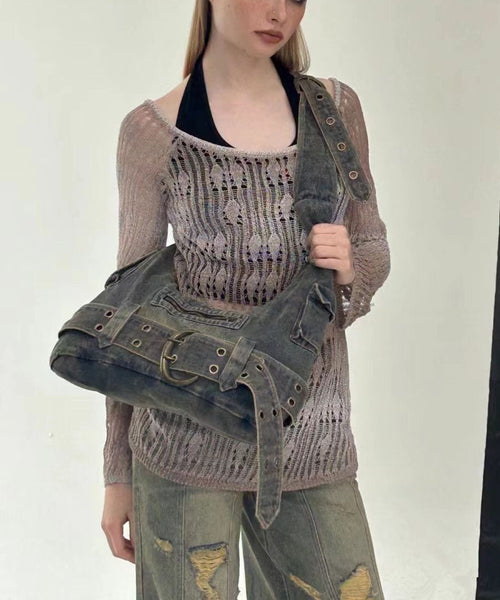 Fashionable Spicy Girl Large Capacity Denim Shoulder Bag MM067 Bag-BGS240620