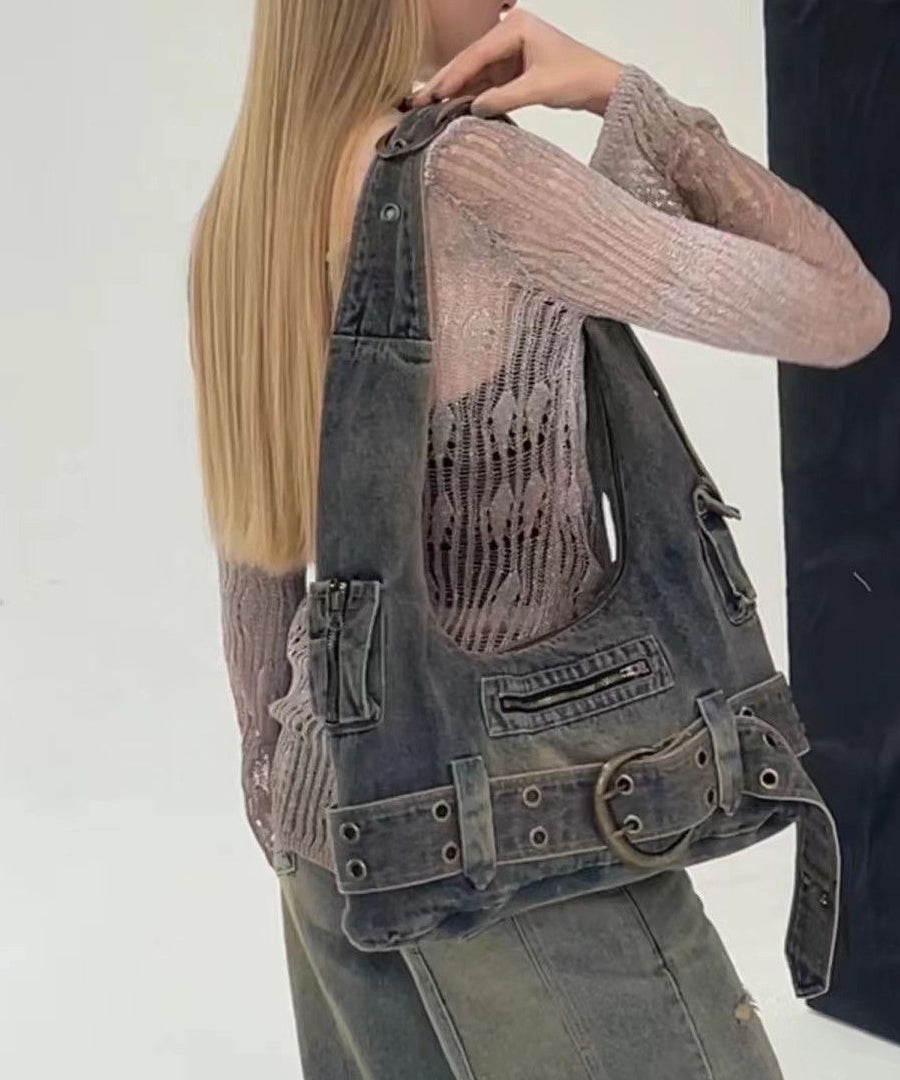 Fashionable Spicy Girl Large Capacity Denim Shoulder Bag MM067 Bag-BGS240620