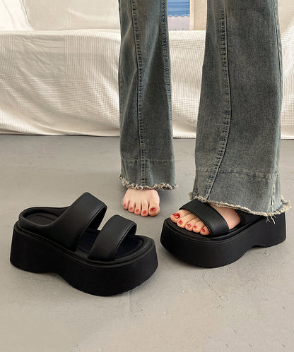 Faux Leather Splicing Silver Fashion Platform Slide Sandals Peep Toe AP1028 shoe-LT240905