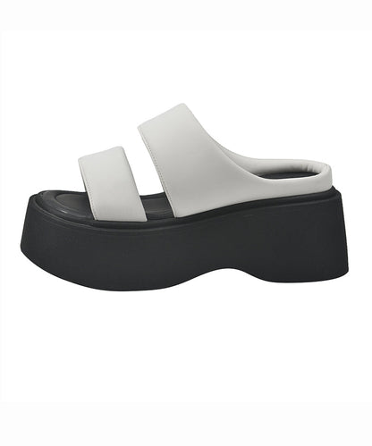 Faux Leather Splicing Silver Fashion Platform Slide Sandals Peep Toe AP1028 shoe-LT240905