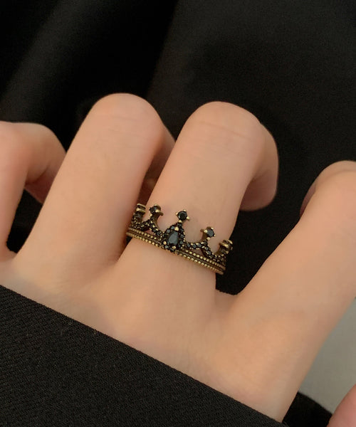 Out Ancient Rings Butterfly Hollow Gold Two Crown Metal Fine FashionChic