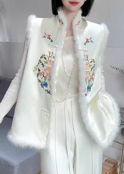 Fine Apricot Embroidered Button Patchwork Cotton Filled Waistcoat Sleeveless RZ030 ABC