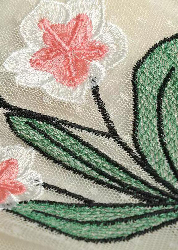 Fine Apricot Square Collar Embroidered Patchwork Tulle Dress Long Sleeve XX074 SH-LF-FDL240611