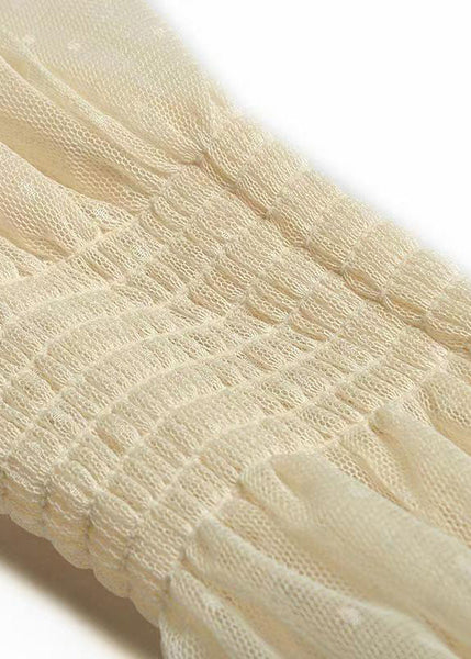 Fine Apricot Square Collar Embroidered Patchwork Tulle Dress Long Sleeve XX074 SH-LF-FDL240611