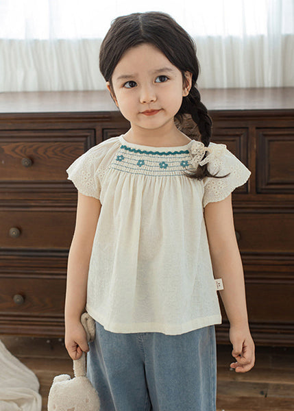 Fine Beige O-Neck Patchwork Kids T Shirt Short Sleeve SS1026 MM-RCTZ-STP240601