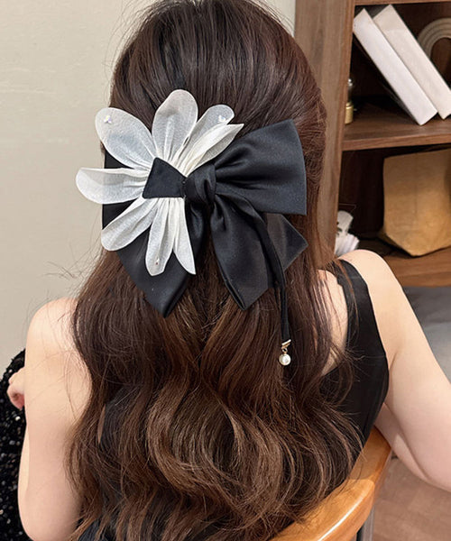 Fine Black Alloy Cloth Tulle Bow Hairpin  RA034 ABC