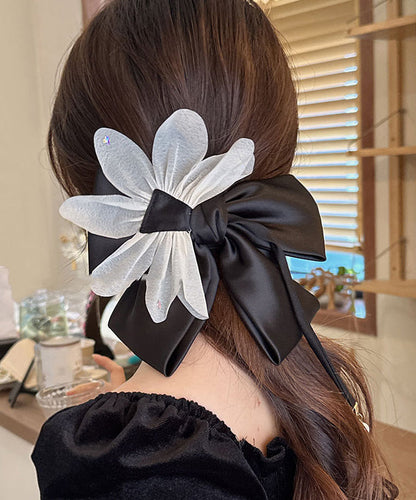Fine Black Alloy Cloth Tulle Bow Hairpin  RA034 ABC