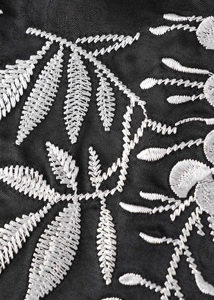 Strap Summer Spaghetti Vests Fine Silk Embroidered Black FashionChic