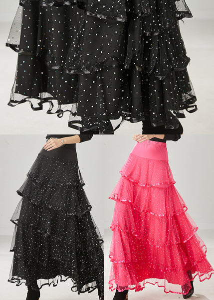 Fine Black Layered Ruffles Tulle Holiday Skirt Spring YU1011 Ada Fashion
