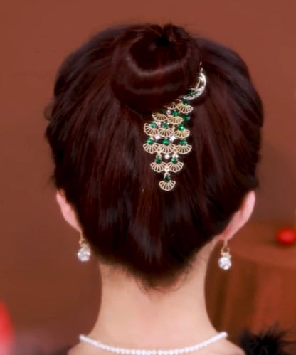 Fine Black Metal Inlaid Gem Stone Zircon Peacock Hairpin GH1009 Ada Fashion