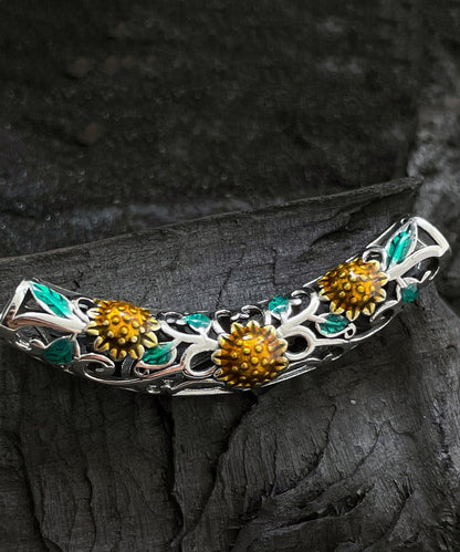 Fine Black Sterling Silver Crystal Sunflower Choker KX1031 Ada Fashion