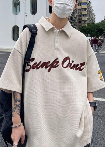 Blackish Fine Shirts Summer Letter Green Cotton Button Men Polo FashionChic