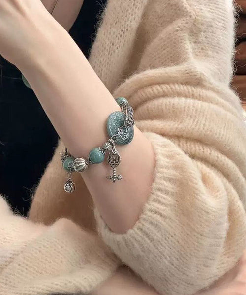 Fine Green Blackish Ping Silver Charm Sterling Jade Buckle FashionChic