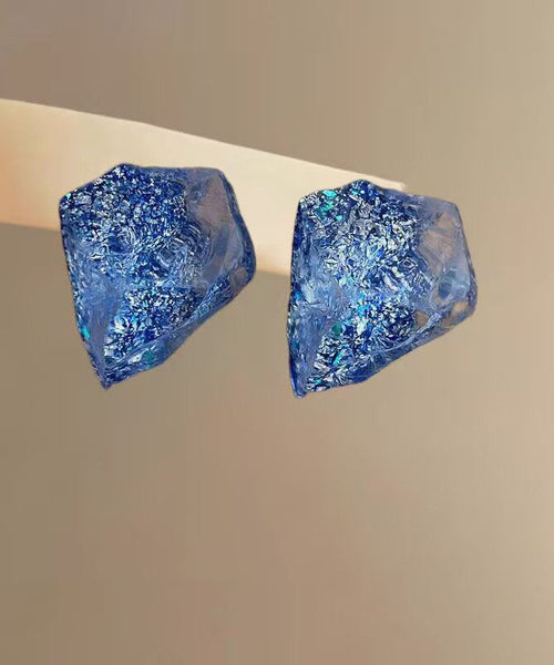 Crystal Asymmetrical Fine Stud Earrings Blue Alloy FashionChic