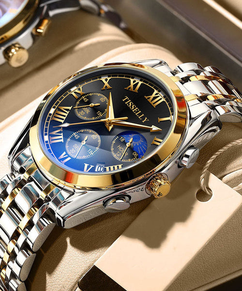 Waterproof Alloy Stainless Black Reinforced Fine Blue Steel Glass FashionChic