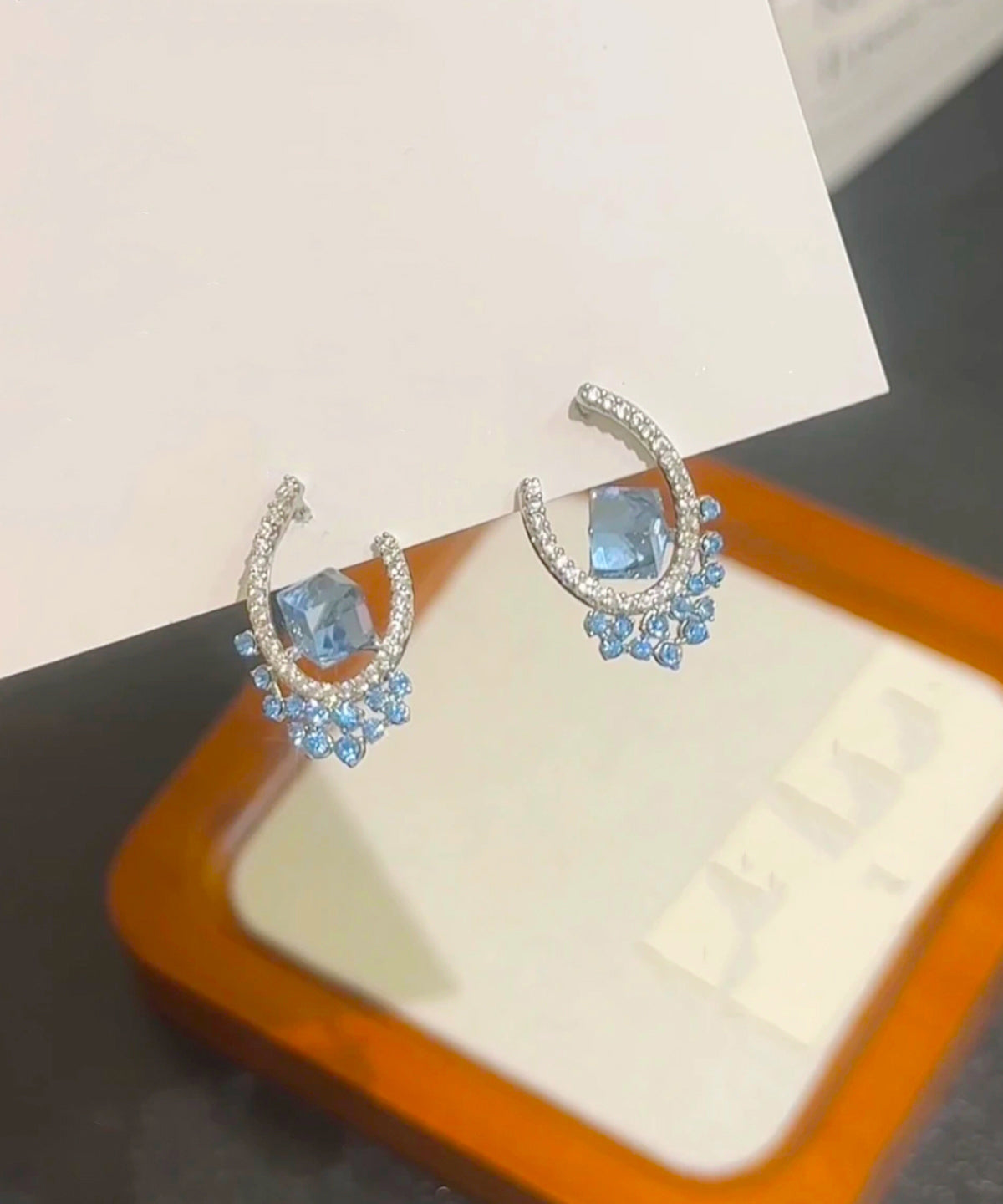 Stud Blue Copper Fine Earrings Zircon Crystal FashionChic