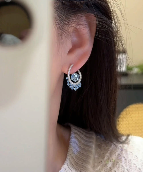 Stud Blue Copper Fine Earrings Zircon Crystal FashionChic