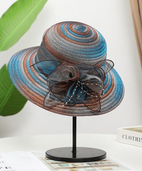 Blue Hat Fine Organza Sun Floppy Floral FashionChic