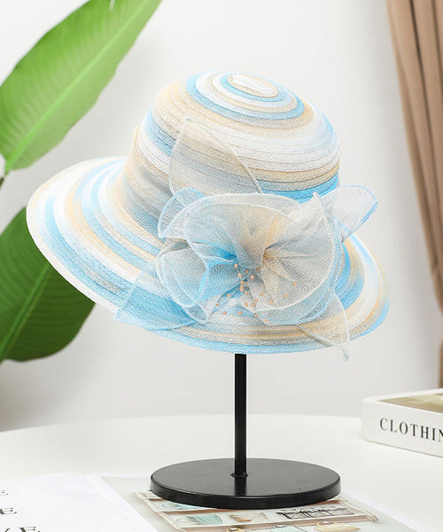 Blue Hat Fine Organza Sun Floppy Floral FashionChic