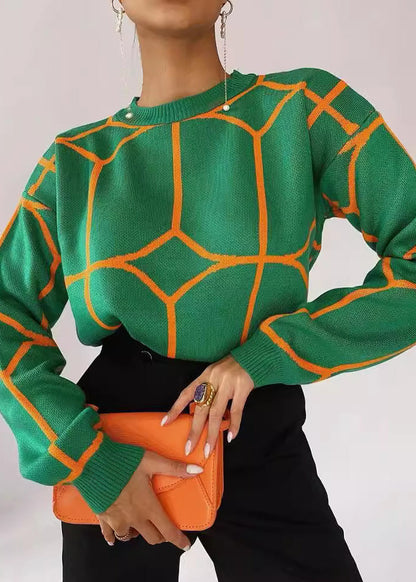 Fine Blue O Neck Thick Striped Knit Sweater Fall QY001 BB-ZS-WM-NTP241002