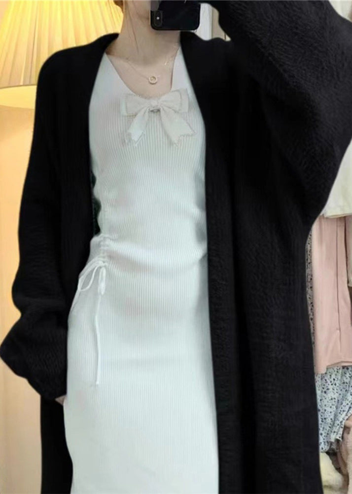 Fine Blue V Neck Mink Hair Knitted Cardigan Fall RL012 ABC