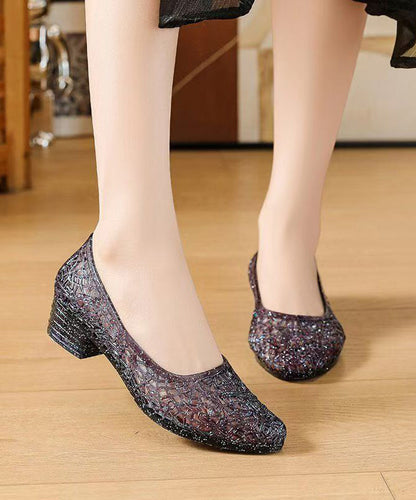 Fine Comfy Splicing Chunky Silver Hollow Out Sandals AG1018 shoe-CS240905