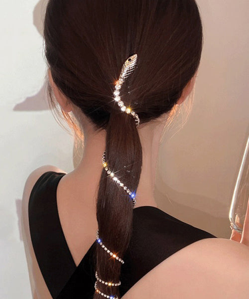 Gold Alloy Tassel Fine Zircon Hairpin Serpentine FashionChic