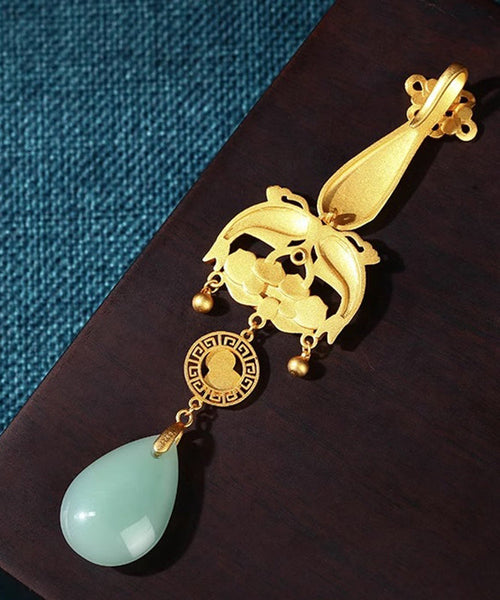 Fine Gold Ancient Gold Jade Every Year There Is Fish Tassel Brooches KX1083 Ada Fashion