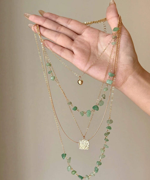 Fine Copper Gratuated Gold Alloy Necklace Gravel Bead FashionChic