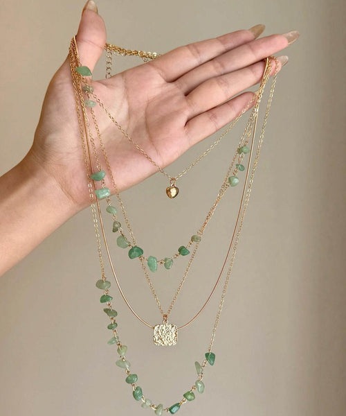 Fine Copper Gratuated Gold Alloy Necklace Gravel Bead FashionChic