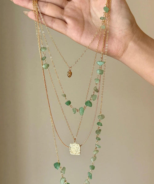 Fine Copper Gratuated Gold Alloy Necklace Gravel Bead FashionChic