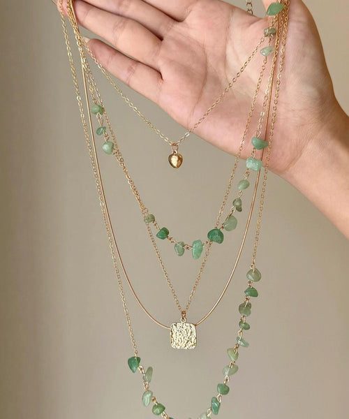 Fine Copper Gratuated Gold Alloy Necklace Gravel Bead FashionChic