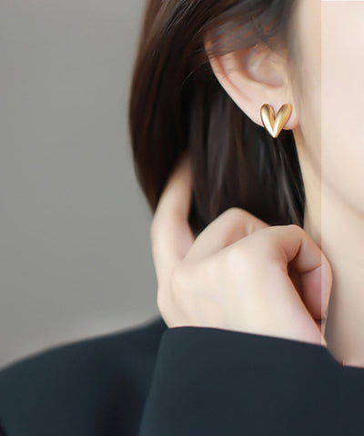 Gold LoveStud Copper Earrings Alloy Fine FashionChic