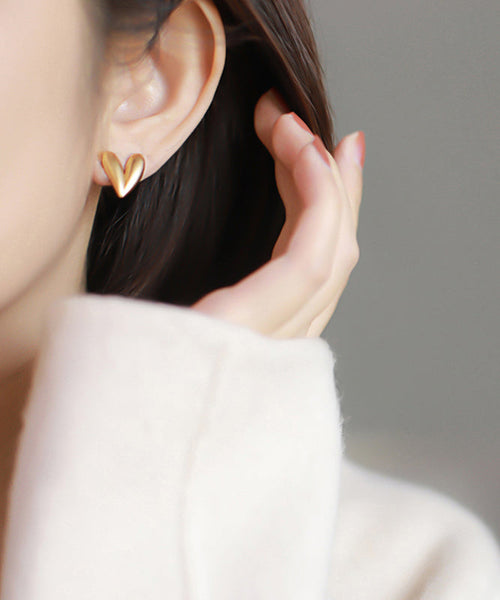 Gold LoveStud Copper Earrings Alloy Fine FashionChic