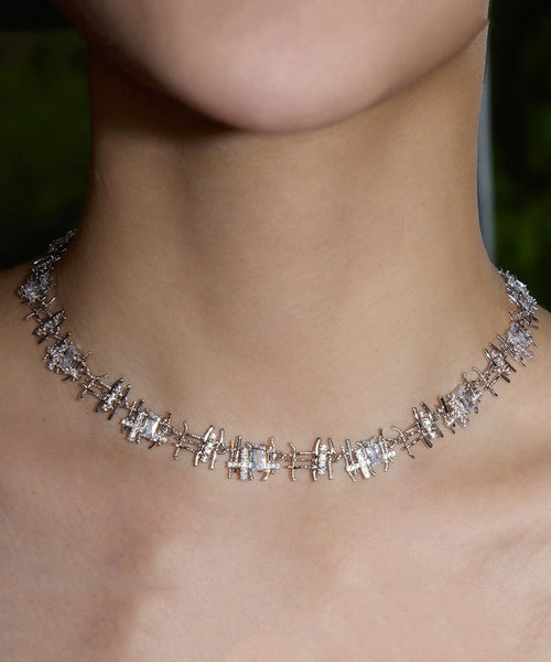 Fine Gold Metal Gem Stone Collar Necklace MM081 JEW-NLC240620