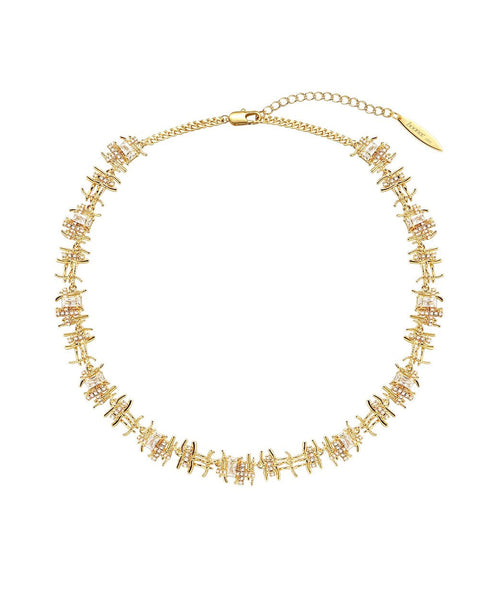 Fine Gold Metal Gem Stone Collar Necklace MM081 JEW-NLC240620