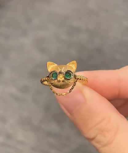 Fine Gold Sterling Silver Overgild Little Cats Rings YI017 ABC