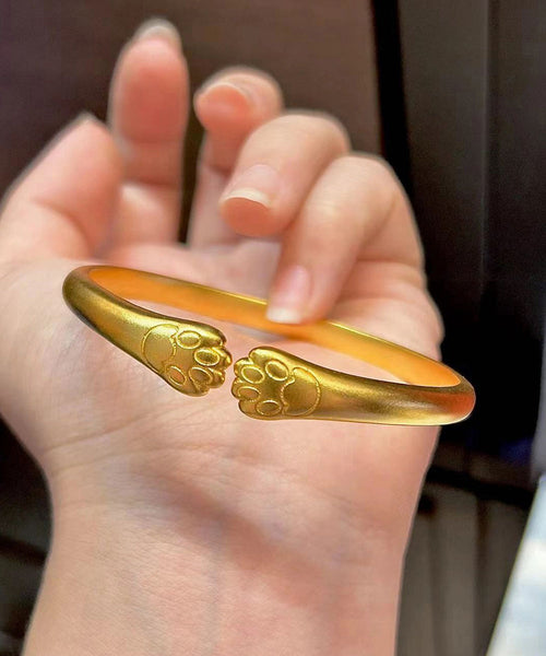 Fine Gold Sterling Silver Overgild Lucky Cat Cuff ZZ030 JEW-BAN240613