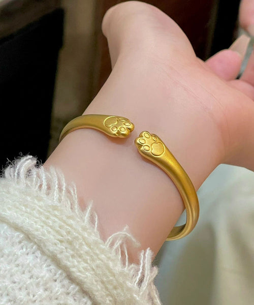 Fine Gold Sterling Silver Overgild Lucky Cat Cuff ZZ030 JEW-BAN240613