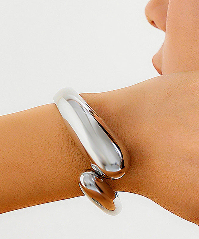 Fine Gold Sterling Silver Overgild Smooth Surface Cuff QU006 JEW-BAN241007