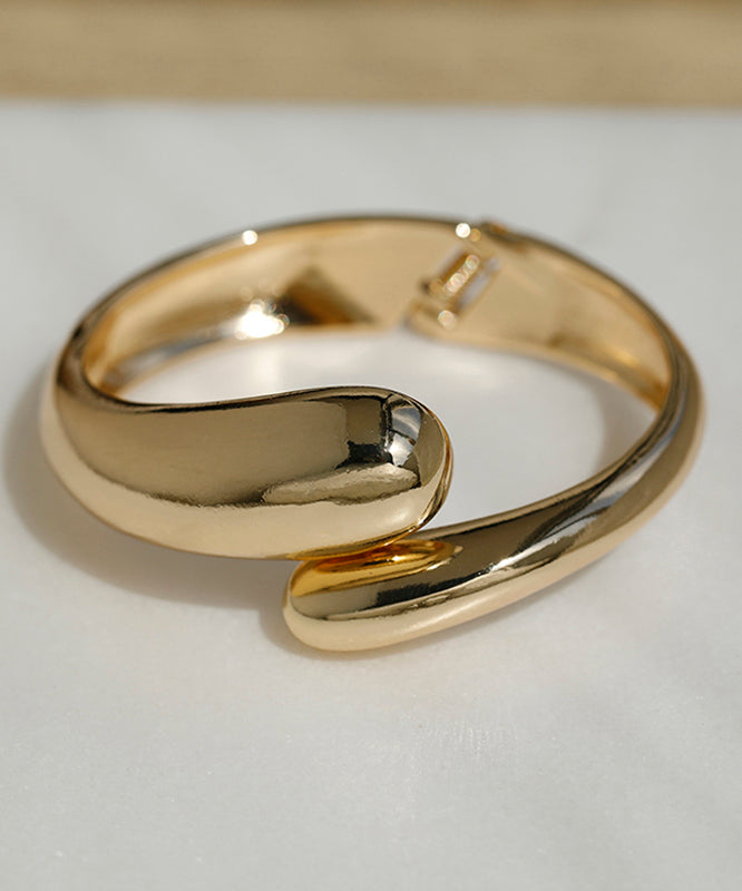 Fine Gold Sterling Silver Overgild Smooth Surface Cuff QU006 JEW-BAN241007