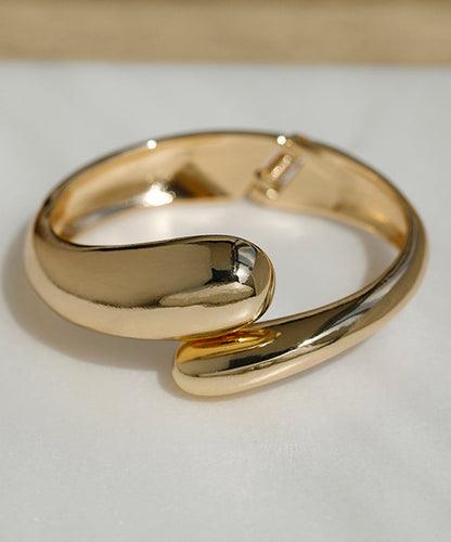 Fine Gold Sterling Silver Overgild Smooth Surface Cuff QU006 JEW-BAN241007