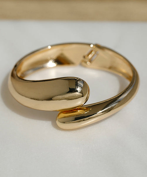 Fine Gold Sterling Silver Overgild Smooth Surface Cuff QU006 JEW-BAN241007