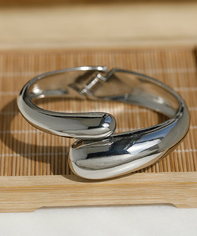 Fine Gold Sterling Silver Overgild Smooth Surface Cuff QU006 JEW-BAN241007