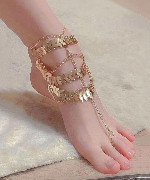 Fine Gold Sterling Silver Overgild Tassel Anklets AB1097 Genistyle Shop