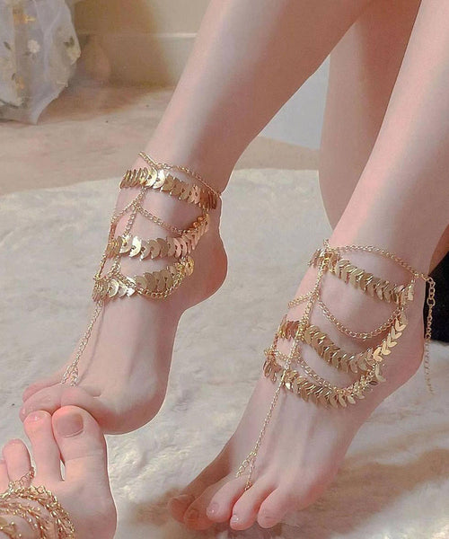 Fine Gold Sterling Silver Overgild Tassel Anklets AB1097 Genistyle Shop