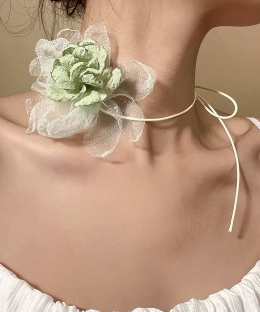 Fine Green Cloth Tulle Floral Choker YU004 ABC